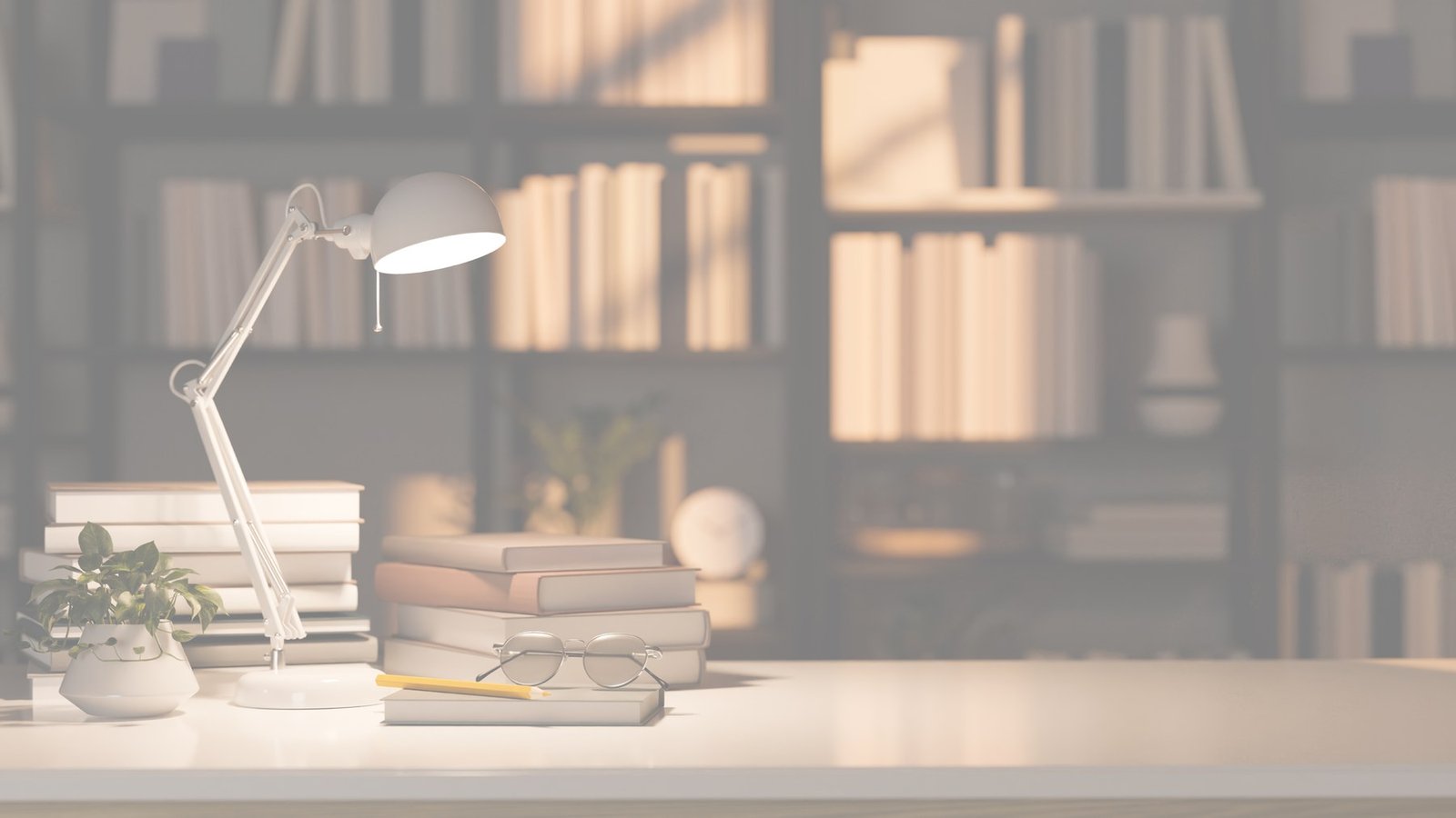 Books in a sunlit library